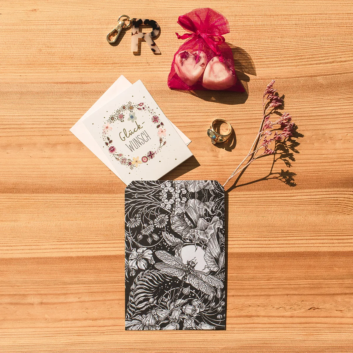 Geschenktütchen - Naturpoesie - 40 bunte Papiertütchen / Flachbeutel mit 8 verschiedenen Designs