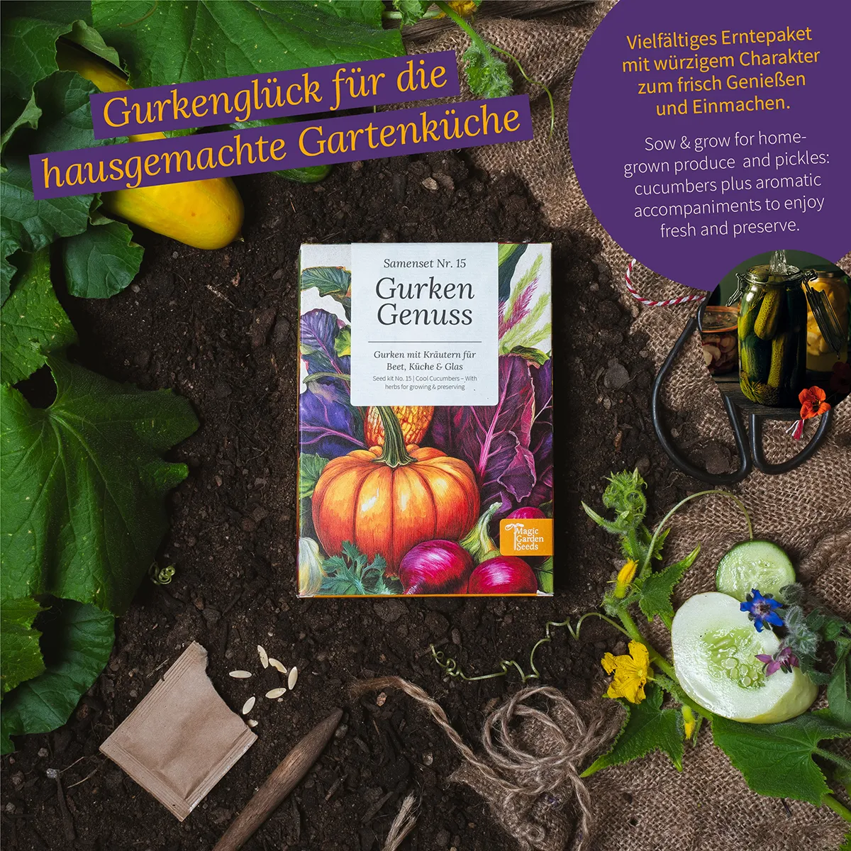 Gurken Genuss: Vier Gurkensorten & Einmachbegleiter – Samenset Nr. 15