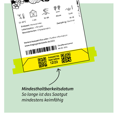 MHD-Aufdruck auf Samentuetchen