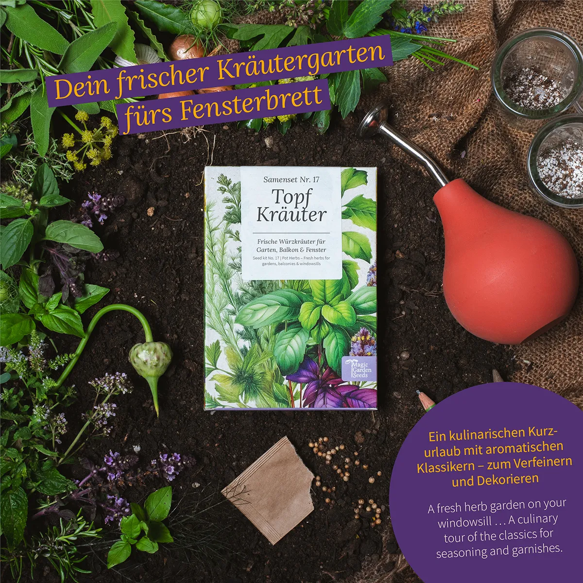 Topf-Kräuter: Dein Mini-Kräutergarten für Balkon & Küche – Samenset Nr. 17