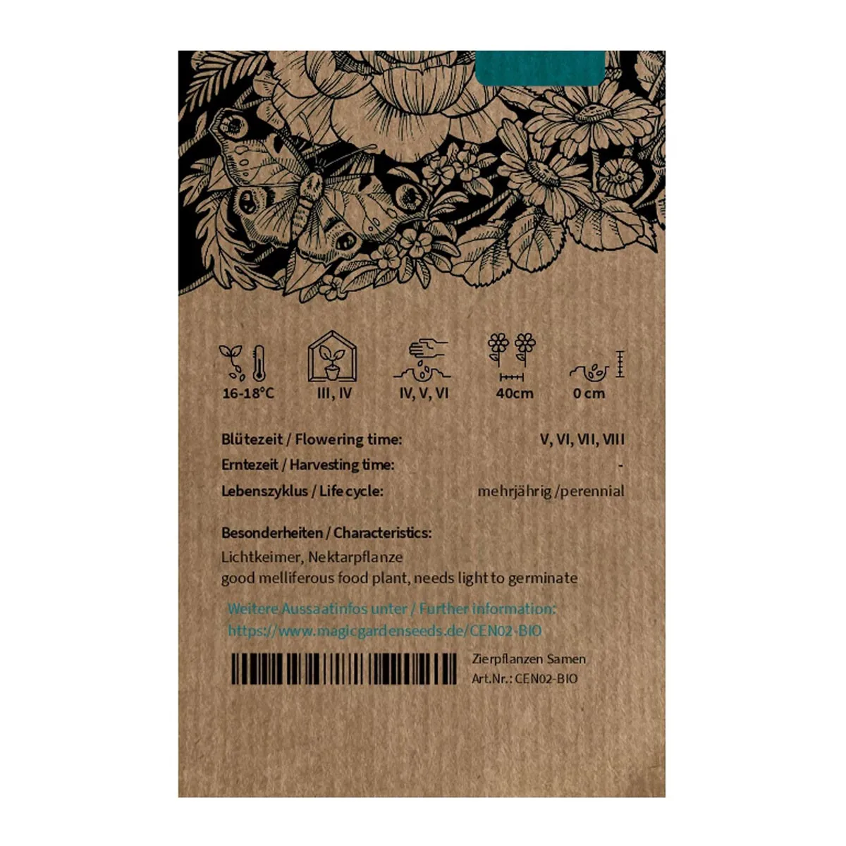 Bergflockenblume (Centaurea montana) Bio Saatgut