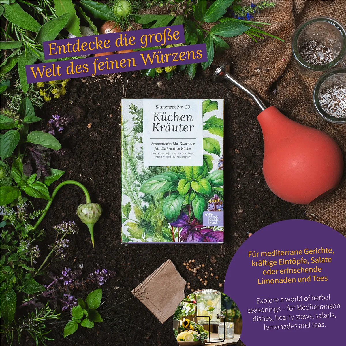 Küchen-Kräuter: Aromatische Bio-Klassiker für kreative Gerichte – Samenset Nr. 20